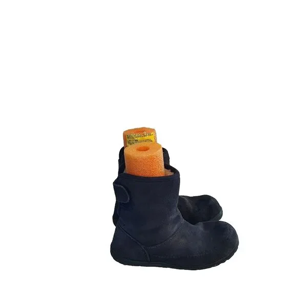 LL Bean Kids Boots Toddlers 12 Wicked Cozy Suede Leather Slip On Navy Fur Lined - Picture 10 of 10